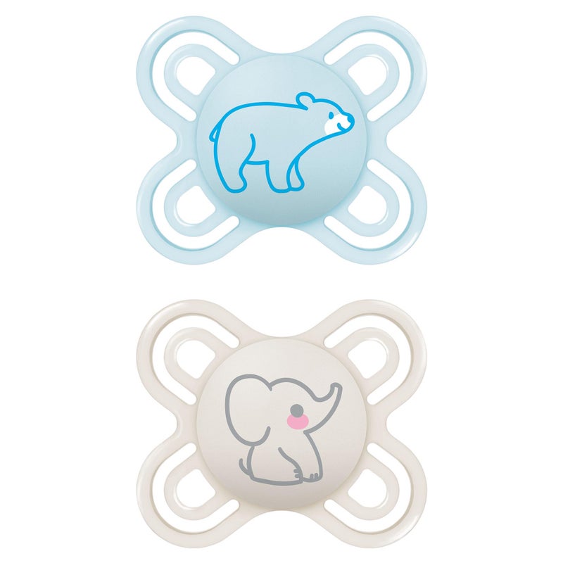 MAM Perfect Baby Pacifier, Patented Nipple, Developed with Pediatric Dentists & Orthodontists, 2 Pack, 0-3 Months, Boy - Image 1