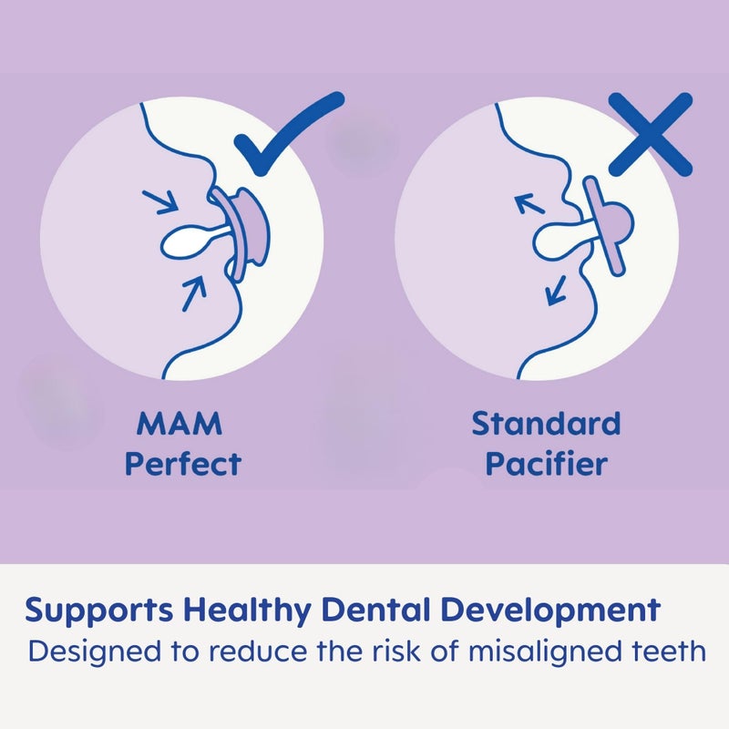 MAM Perfect Baby Pacifier, Patented Nipple, Developed with Pediatric Dentists & Orthodontists, 2 Pack, 0-3 Months, Boy - Image 5