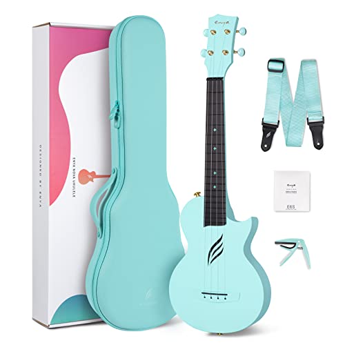 Enya Concert Ukulele Nova U 23’’ Carbon Fiber Travel Ukulele with Beginner Kit includes online lessons, case, strap, capo and strings (Blue) - Image 1