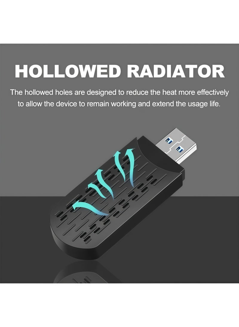 أورييل محول واي فاي لاسلكي USB AX1800 - مستقبل لاسلكي خارجي ثنائي النطاق 2.4 جيجاهرتز/5.8 جيجاهرتز بسرعة 1800 ميجابت في الثانية، بطاقة شبكة لاسلكية، واي فاي 6، منفذ USB 3.0، تقنية MU-MIMO، يدعم أجهزة الكمبيوتر المكتبية والمحمولة، متوافق مع نظامي التشغيل ويندوز 11 و10 فقط، لا يحتاج إلى تعريفات، يعمل بمجرد التوصيل والتشغيل - Image 4