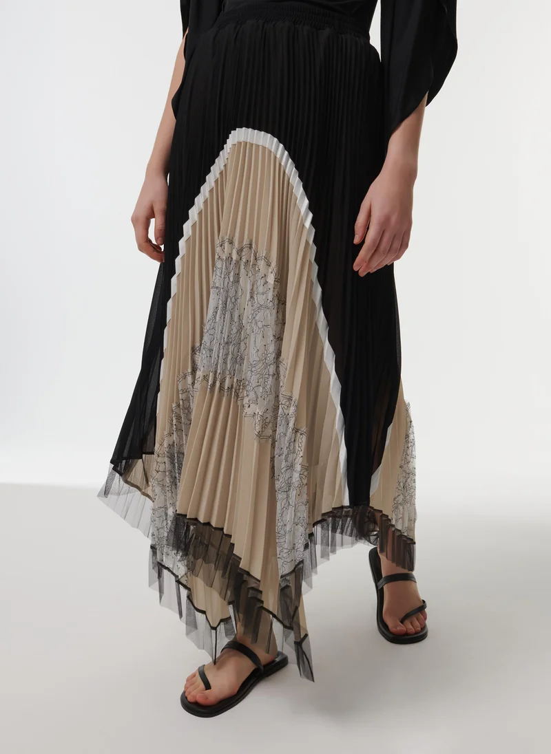 leem  Lace Detail Pleated Skirt for Women | Best Price UAE