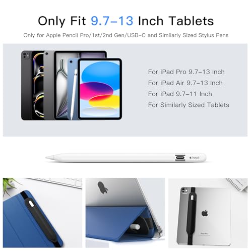 MoKo Pencil Case Holder Fit The Apple Pencil (Pro and USB-C and 1st and 2nd Gen), Detachable Elastic Pocket for Stylus Pen with Elastic Band Attached to iPad Case, Black - Image 2
