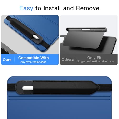MoKo Pencil Case Holder Fit The Apple Pencil (Pro and USB-C and 1st and 2nd Gen), Detachable Elastic Pocket for Stylus Pen with Elastic Band Attached to iPad Case, Black - Image 3