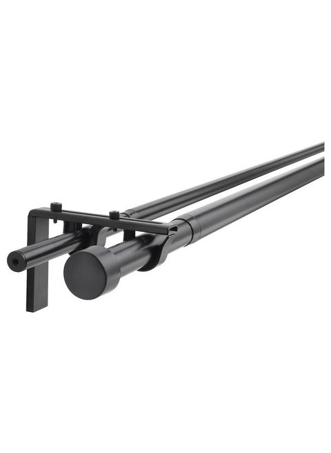 Double curtain rod combination, black, 210-385 cm
