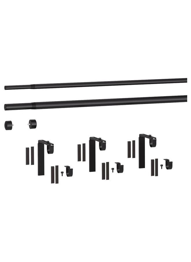 Double curtain rod combination, black, 210-385 cm