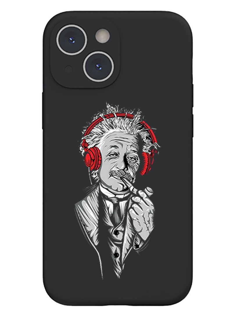 Theodor Protective Slim Fit Case Liquid Silicone Cover with Full Body Protection Anti-Scratch Shockproof Case For iPhone 15 Plus Black - Einstein - Image 1