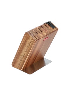 ALBERTO 5 KNIVES ACACIA WOOD KNIFE BLOCK W/5 STEEL KNIVES SET & SHARPNER  - Image 4