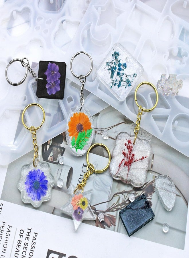 FineGood 2 Pcs Resin Molds Silicone with Keychain, Resin Keychain Molds Epoxy Resin Molds, Resin Jewelry Molds for Necklace Pendant Jewelry Making - Image 2