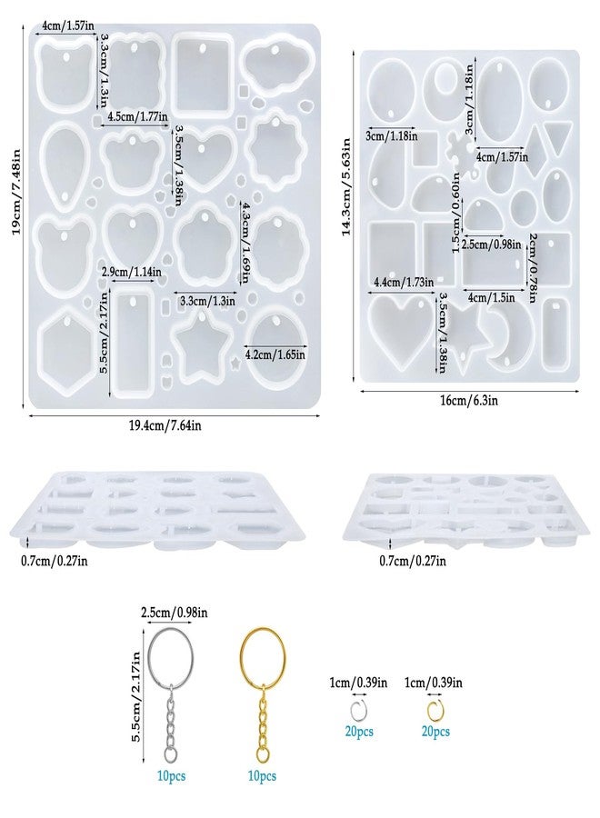 FineGood 2 Pcs Resin Molds Silicone with Keychain, Resin Keychain Molds Epoxy Resin Molds, Resin Jewelry Molds for Necklace Pendant Jewelry Making - Image 3