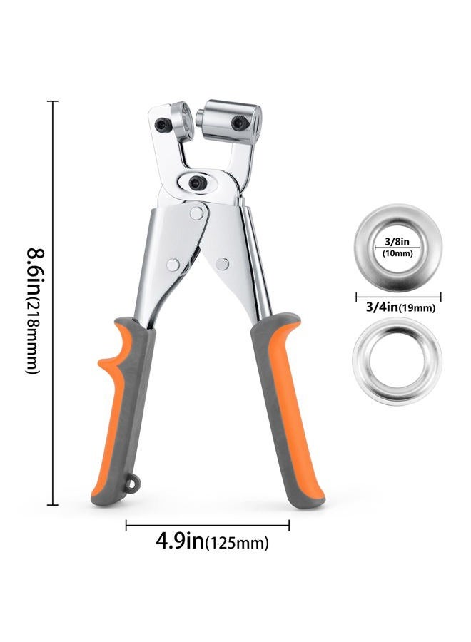 Ecraft Eyelet Plier Grommet Tool Kit: 3/8 Inch (10mm) Grommet with 500pcs Silver Grommets Press Handheld Puncher Plier Kits Eyelet Hole Punch Pliers Set Banner Maker Machine for Fabric Paper - Image 2
