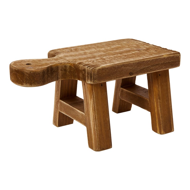 Creative Co-Op Small Wood Pedestal with Handle - Image 1