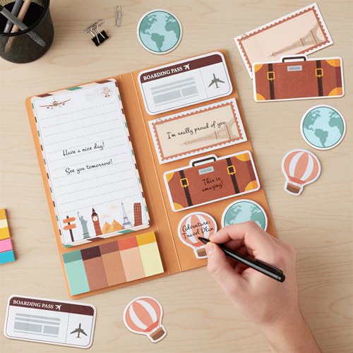 Xqumoi Let The Adventure Begin Sticky Notes Set - 550 Sheets - Travel Themed Self-Stick Notes Pads Divider Tabs Bundle Writing Memo Pads Journaling Planners Office Supplies Small Gift - Image 3