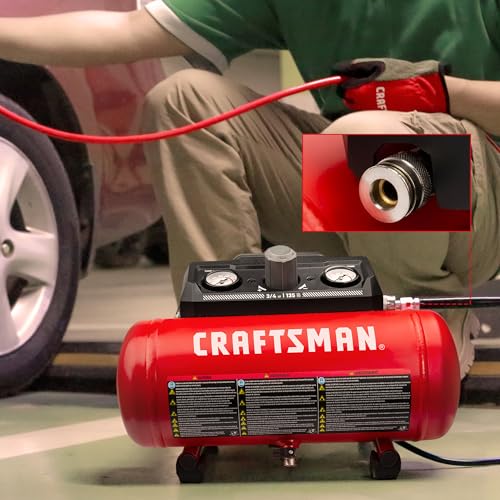 Craftsman Air Compressor 1.5 Gallon Portable, 3/4 HP, 1.5 CFM@90PSI, Max 125 PSI, Oil Free, Lightweight Air Compressor for DIY Workshop, Small Project - Image 2