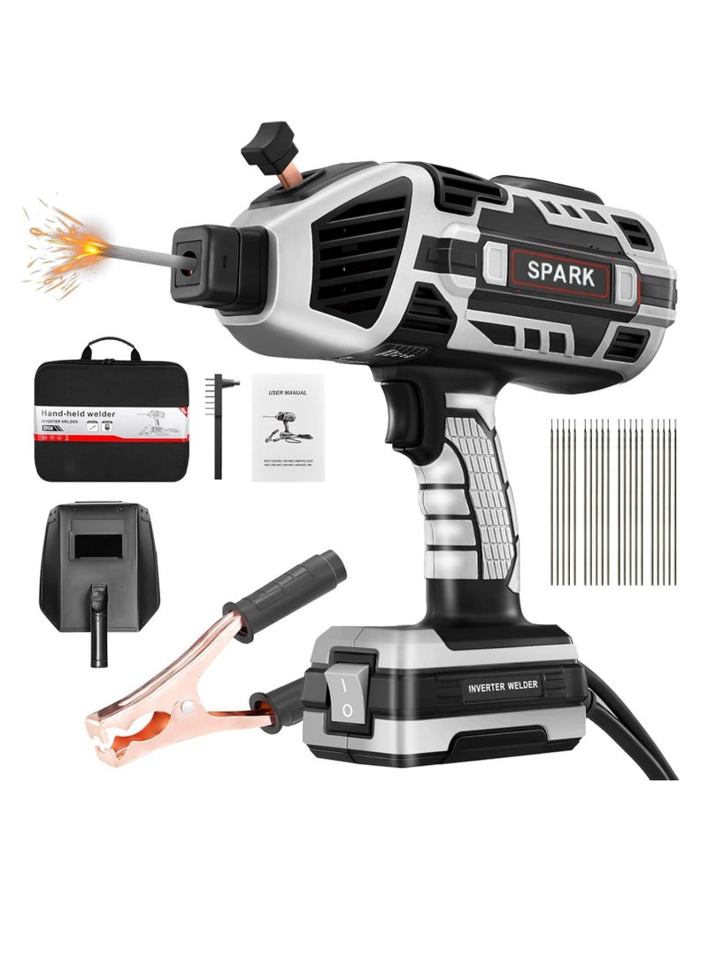 SPARK Portable Electric Welding Machine, 220V Portable Welder Handheld with IGBT Inverter 5 Variable Current Adjustment, ARC Welder Gun, Fits for 3/32" Wire Rods (Grey) - Image 1
