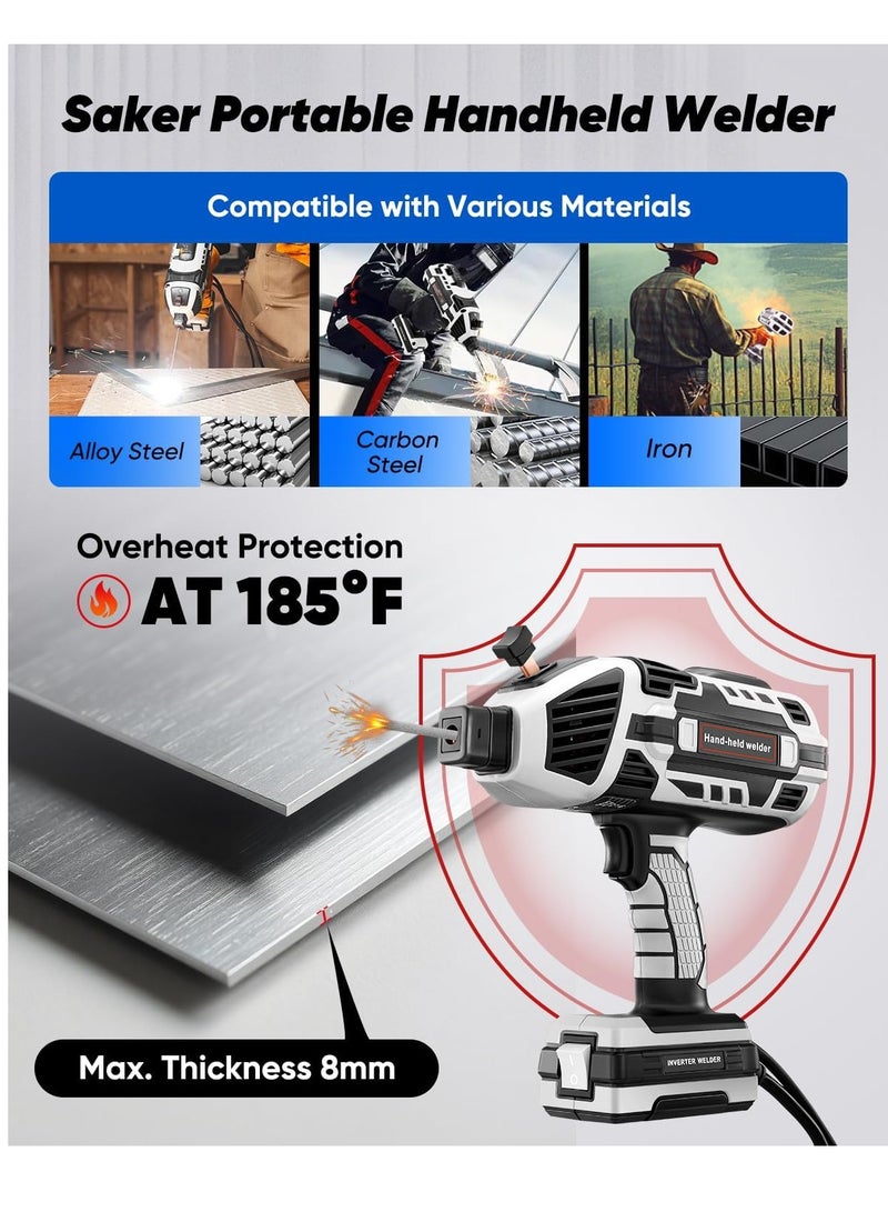 SPARK Portable Electric Welding Machine, 220V Portable Welder Handheld with IGBT Inverter 5 Variable Current Adjustment, ARC Welder Gun, Fits for 3/32" Wire Rods (Grey) - Image 5
