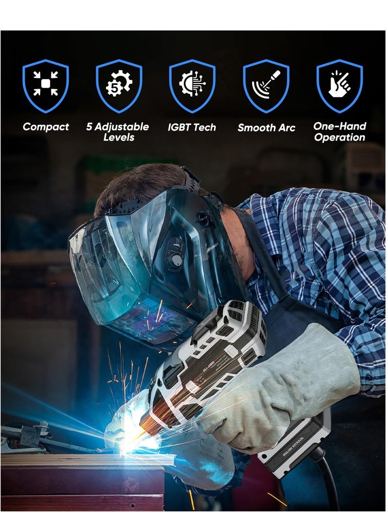 SPARK Portable Electric Welding Machine, 220V Portable Welder Handheld with IGBT Inverter 5 Variable Current Adjustment, ARC Welder Gun, Fits for 3/32" Wire Rods (Grey) - Image 3