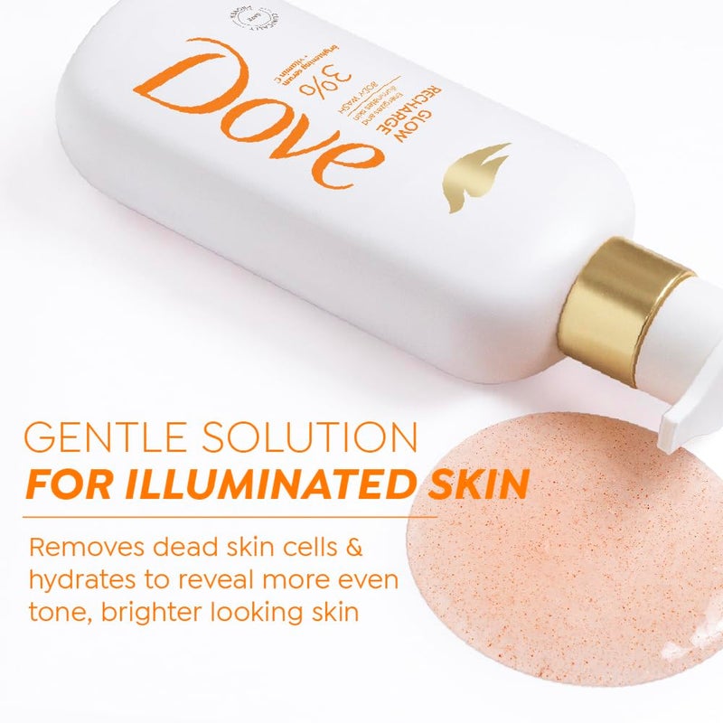 Dove غسول الجسم سيروم دوف جلو ريتشارج 3 سيروم تفتيح فيتامين سي ينشط ويضيء البشرة خالي من البارابين و SLS 300 مل - Image 3