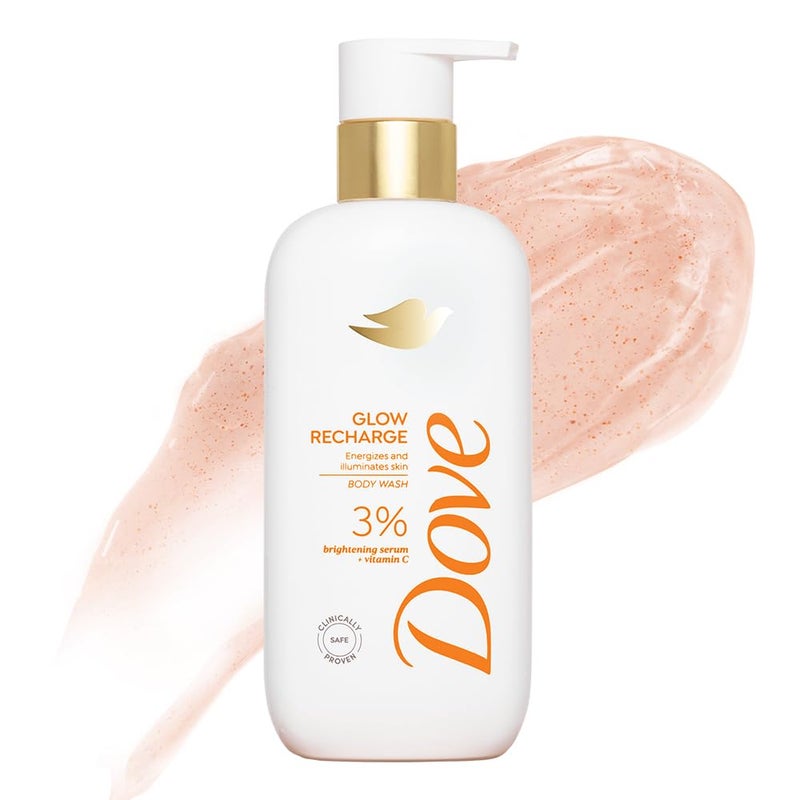 Dove غسول الجسم سيروم دوف جلو ريتشارج 3 سيروم تفتيح فيتامين سي ينشط ويضيء البشرة خالي من البارابين و SLS 300 مل - Image 1