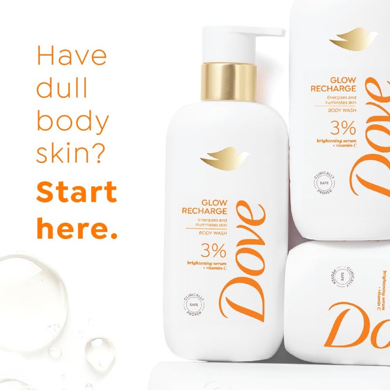 Dove غسول الجسم سيروم دوف جلو ريتشارج 3 سيروم تفتيح فيتامين سي ينشط ويضيء البشرة خالي من البارابين و SLS 300 مل - Image 2