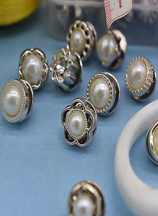 GIGGLE TREE 30 Pcs Pearl Safety Brooch Button Pins - Removable, No-Sew Shirt & Cardigan Button Covers - Ideal for Sarees, Dresses, Hats & Quick Styling Fixes (Mini Decorative Pins) - Image 2