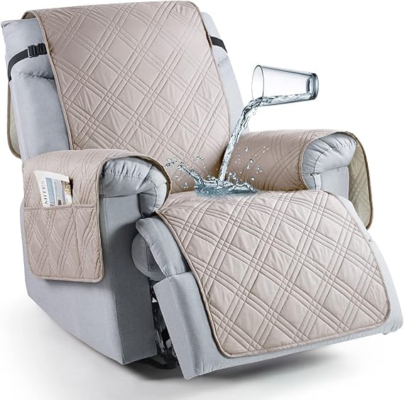 BLESSING PET SUPPLY TAOCOCO Recliner Chair Cover Oversized Recliner Covers for Large Recliner Chair with Double Straps Non Slip Reclining Chair Cover for Kids Pets Cream 236 - Image 1