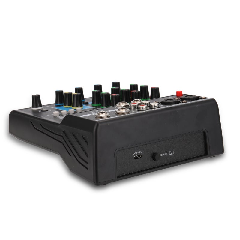 Audio Mixer 4-Channel Reverb Adjustment Bluetooth USB Playback - Mixing Console with Dual Stereo Channels Balanced 1/4" Jacks for Studio Recording - Image 2