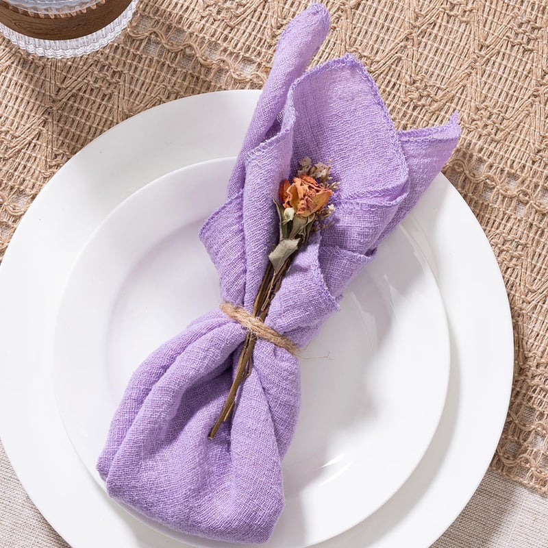 MLMW Purple Lavender Cloth Napkins Set of 10 Summer Linen Dinner Table Napkins Cloth Bulk Washable 165165 for Wedding Party Baby Bridal Shower Birthday Table Decorations - Image 4