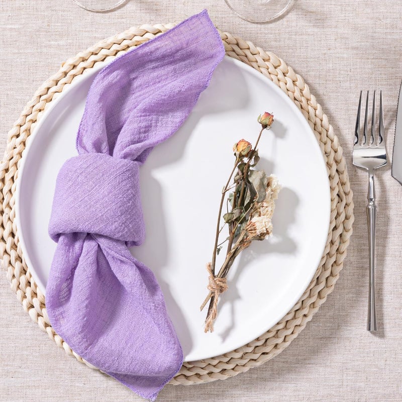MLMW Purple Lavender Cloth Napkins Set of 10 Summer Linen Dinner Table Napkins Cloth Bulk Washable 165165 for Wedding Party Baby Bridal Shower Birthday Table Decorations - Image 3