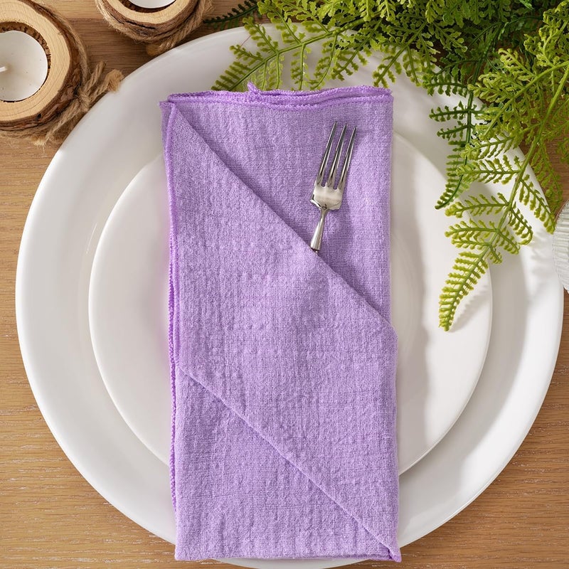 MLMW Purple Lavender Cloth Napkins Set of 10 Summer Linen Dinner Table Napkins Cloth Bulk Washable 165165 for Wedding Party Baby Bridal Shower Birthday Table Decorations - Image 2
