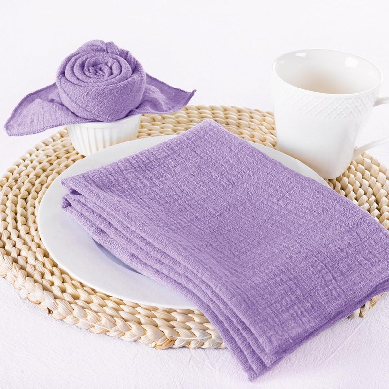 MLMW Purple Lavender Cloth Napkins Set of 10 Summer Linen Dinner Table Napkins Cloth Bulk Washable 165165 for Wedding Party Baby Bridal Shower Birthday Table Decorations - Image 5