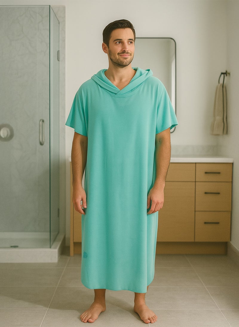 RJ Men Waffle Bathrobe with Hood Light Green from RJ Soft Lightweight & Ultra Absorbent - Image 1