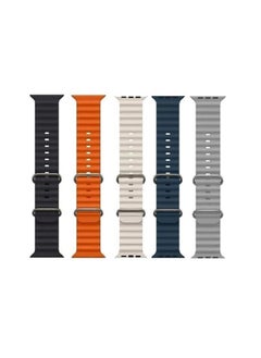 T-Rex Pack Of 5 PCS Replacement Apple Watch Ultra Ocean Silicone Band Strap Compatible with 49MM 45MM 44MM 42MM For All Series  - Image 1