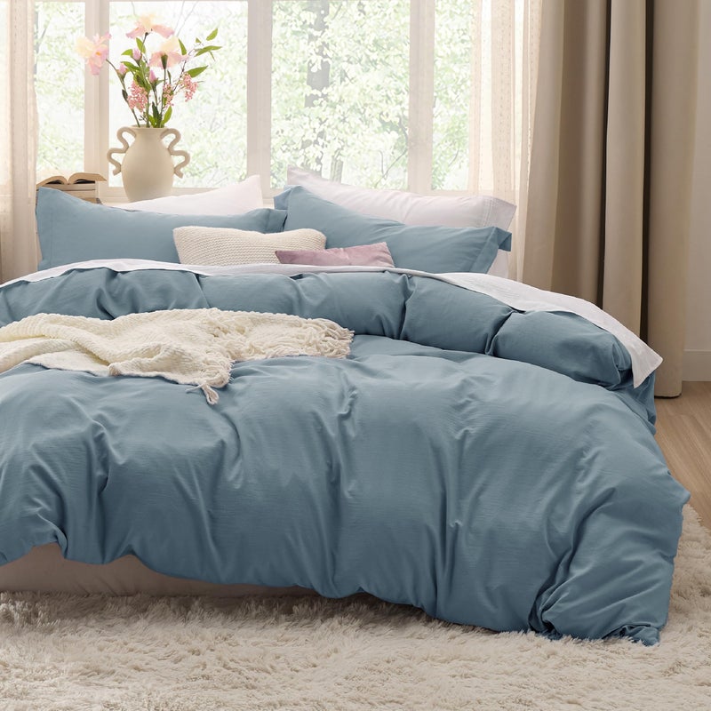 Bedsure Mineral Blue Duvet Cover Full Size  3 Pieces Prewashed Extra Soft Bedding Set Includes 1 Duvet Cover 80x90 Inches with Zipper Closure  2 Pillow Shams Comforter Not Included