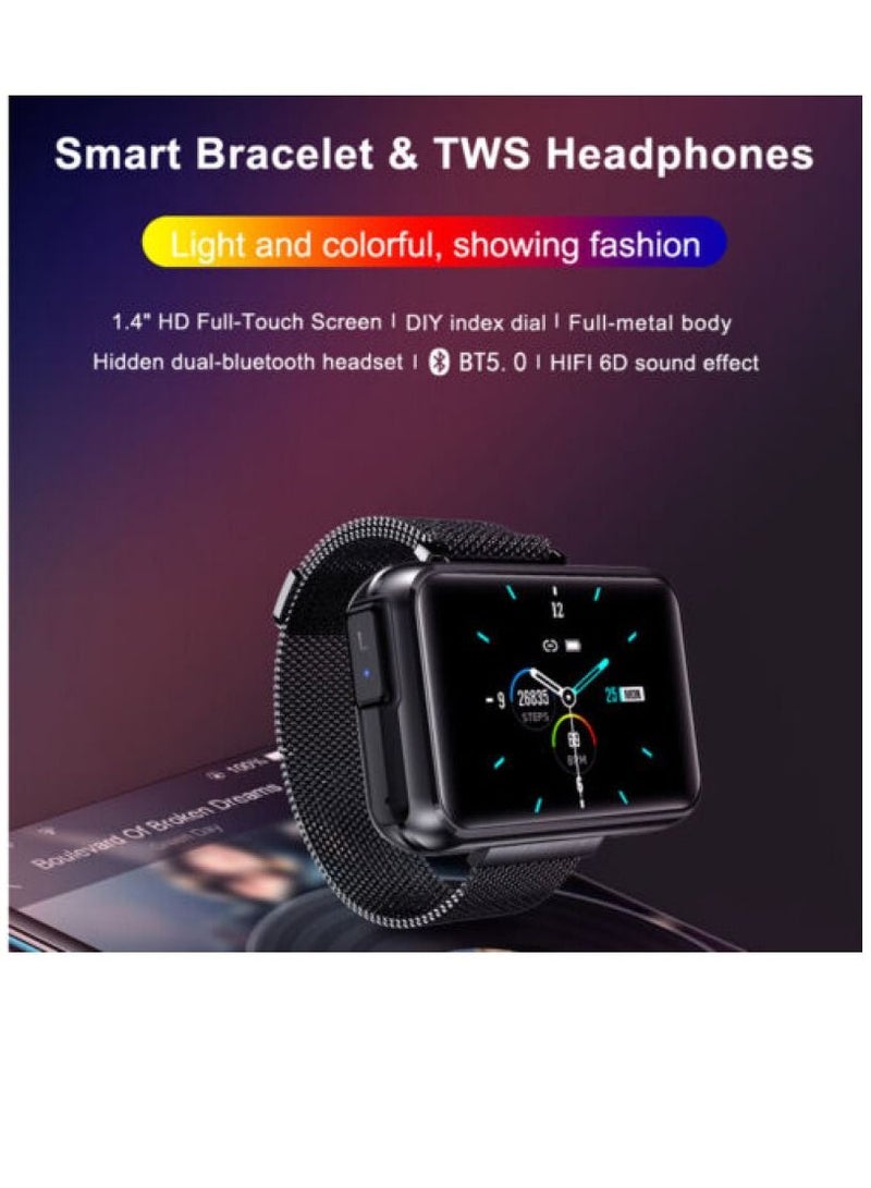 AROAQ T91 2 in 1 TWS Wireless Bluetooth Headset Smart Watch Men 1.4" Big DIY Screen Bluetooth 5.0 Headphone Fitness Tracker Smartwatch Gold - Image 2