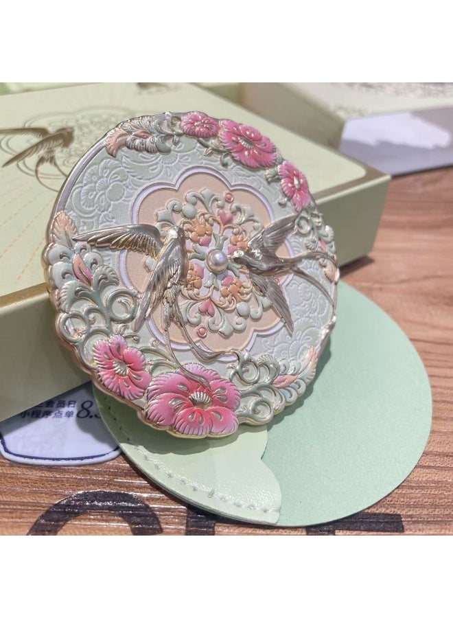 Chinese Style Swallow Embossed Compact Mirror, Retro Ornate Design, HD Portable Single-Sided Makeup Mirror - Image 3