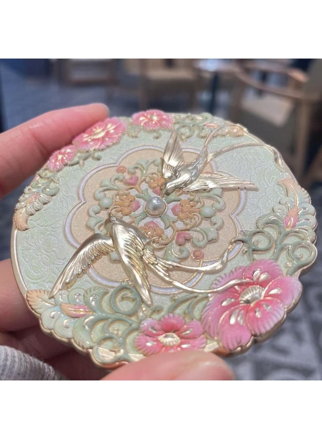 Chinese Style Swallow Embossed Compact Mirror, Retro Ornate Design, HD Portable Single-Sided Makeup Mirror - Image 2