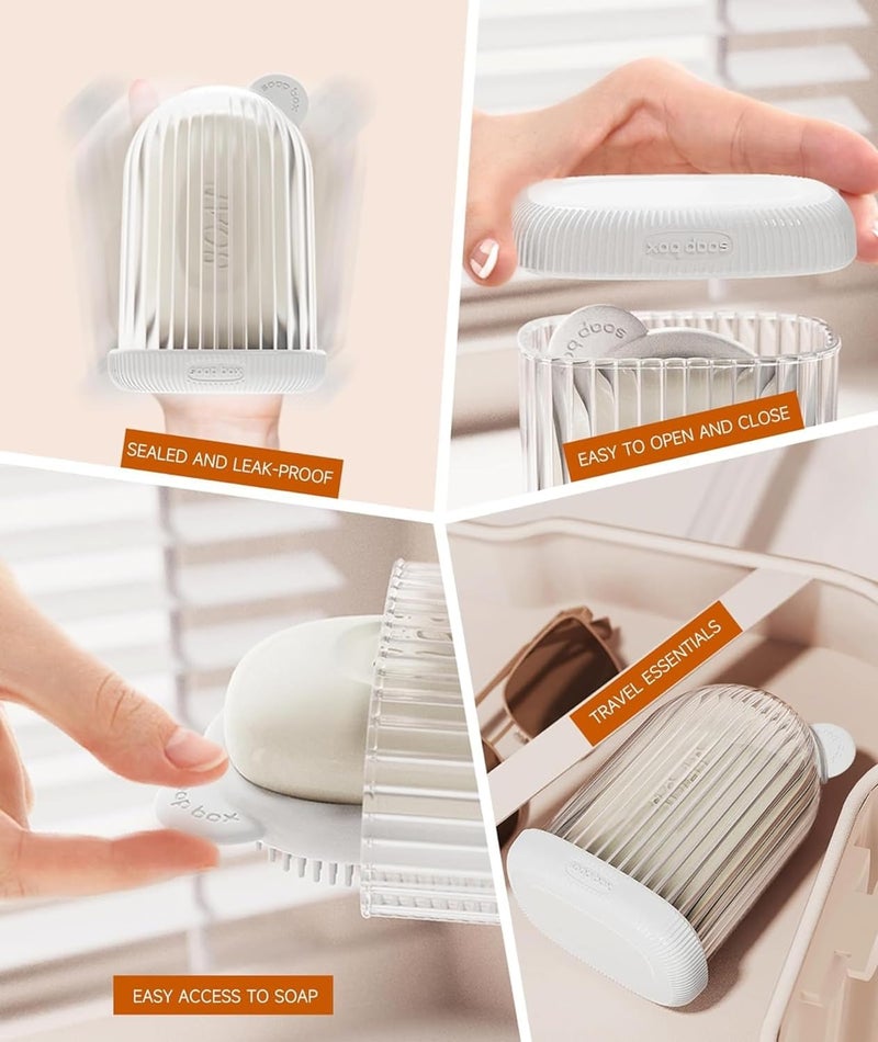 Leawall 2-in-1 Travel Soap Case with Bath Brush | Transparent, Leakproof & Waterproof Soap Holder | Portable Draining Case for Bathroom, Gym, Camping & Outdoor Travel Accessories(1 Pc) - Image 5
