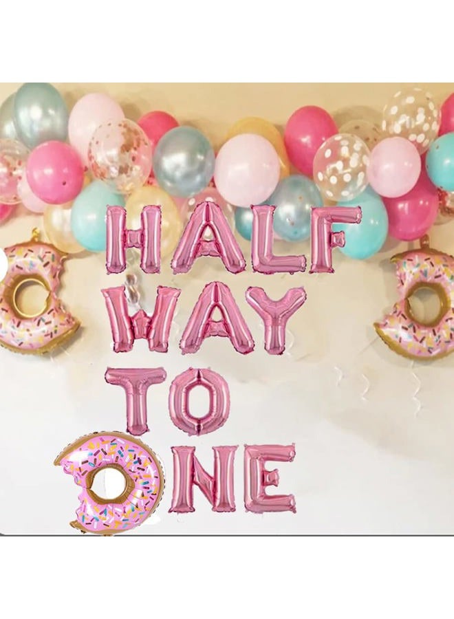 BEOXAGAR Halfway, Half Birthday Decorations,6 Month Old Decorations For Girl,Donut 1/2 Birthday Decorations,Donut Birthday Party Decorations 6. - Image 4