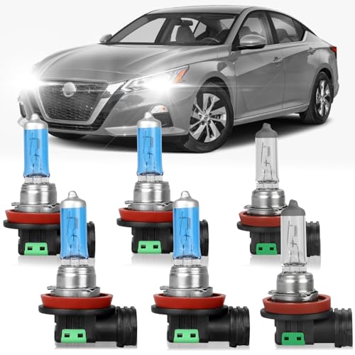 XRDHJI Fit for Nissan Altima 2007-2018 High Performance Halogen Headlight Bulbs,H11 High Low Beam Fog Light Replacement Bulb Kit,Plug N Play,Pack of 6 - Image 1