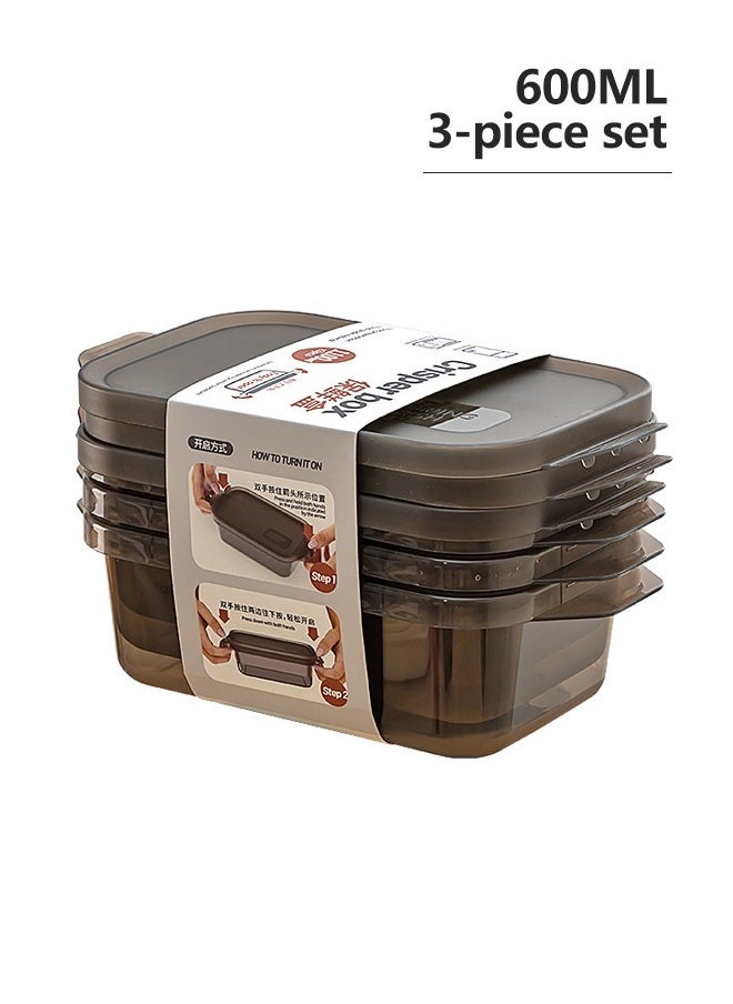 Tiokkss 3pcs Refrigerator food storage box with lid 600ml, food plastic material, stackable, fruit, egg and vegetable storage tissue container  - Image 1