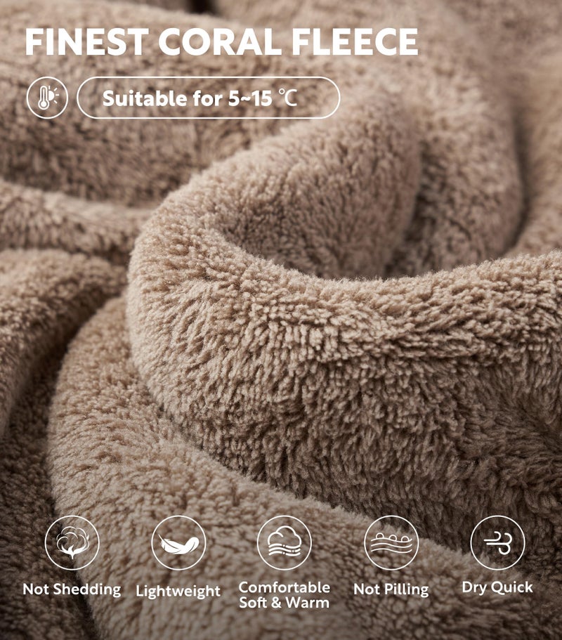 DAVID ARCHY Mens Robe with Hood Coral Fleece Microfiber Warm and High Absorbent Towel Bathrobe for Menï¼ˆL,Light Coffeeï¼‰ - Image 4