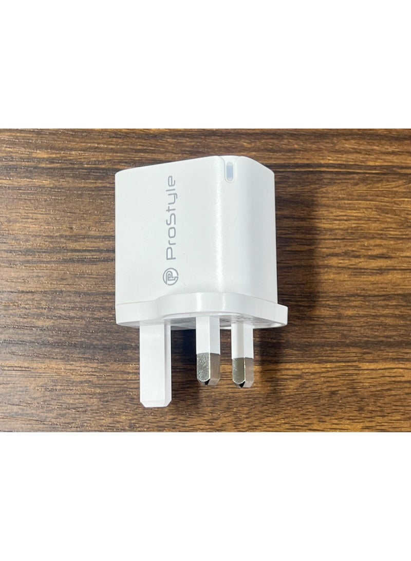 بروستايل شاحن حائط GaN بقوة 20 وات PSG720C - محول طاقة USB-C صغير الحجم باللون الأبيض، ووحدة شحن سريعة PD3.0 لأجهزة iPhone وSamsung والكمبيوتر اللوحي واستخدام السفر - Image 3