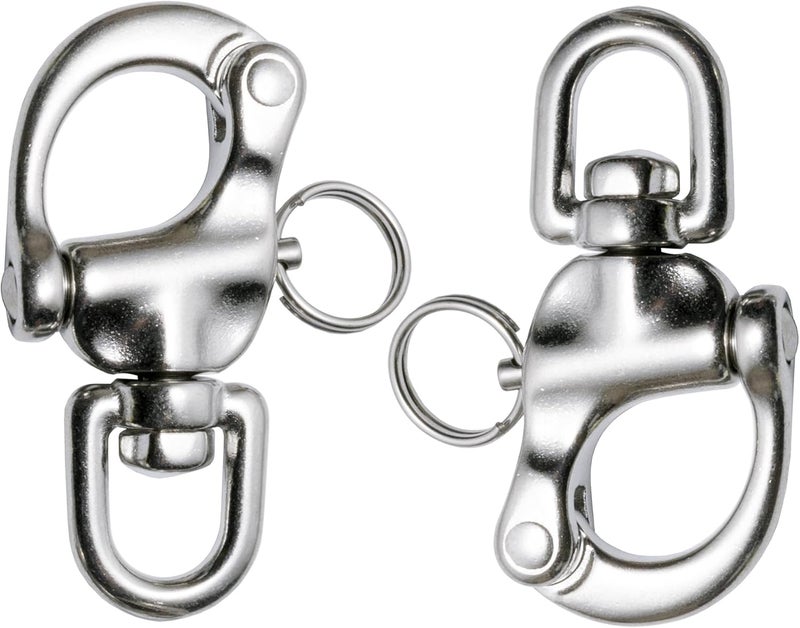 SUNOOM 316 Stainless Steel Quick Release Snap Shackle,Swivel Shackle Snap Hook,Marine Boat Shackles for Rigging, Pack of 2 - Image 1