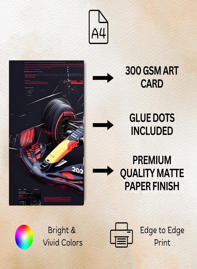 Posters Inc Formula 1 Car Split Wall Poster Set Of 4 A4 Size 300 Gsm Matte Paper Racing Car Blueprint Design For Room Office Decor Premium Print With Glue Dots Included - Image 5