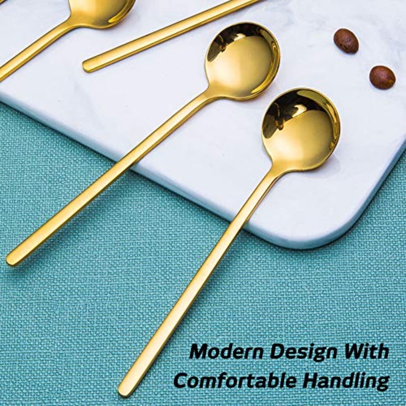 Pack of 8, Plated Stainless Steel Espresso Spoons, Mini Teaspoons Set for Coffee Sugar Dessert Cake Ice Cream Soup Antipasto Cappuccino, 5.3 Inch - Image 4