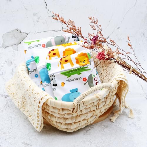 Asenappy 3pcs Cloth Diaper Wet Dry Bags Waterproof Reusable with Two Zippered Pockets Travel Beach Pool Daycare Soiled Baby Items Yoga Gym Bag for Swimsuits or Wet Clothes 30363clouddolphin - Image 3