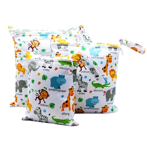 Asenappy 3pcs Cloth Diaper Wet Dry Bags Waterproof Reusable with Two Zippered Pockets Travel Beach Pool Daycare Soiled Baby Items Yoga Gym Bag for Swimsuits or Wet Clothes 30363clouddolphin - Image 1