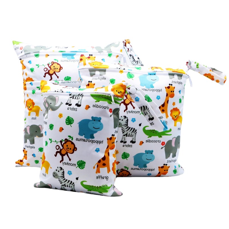 Asenappy 3pcs Cloth Diaper Wet Dry Bags Waterproof Reusable with Two Zippered Pockets Travel Beach Pool Daycare Soiled Baby Items Yoga Gym Bag for Swimsuits or Wet Clothes 30363clouddolphin - Image 2