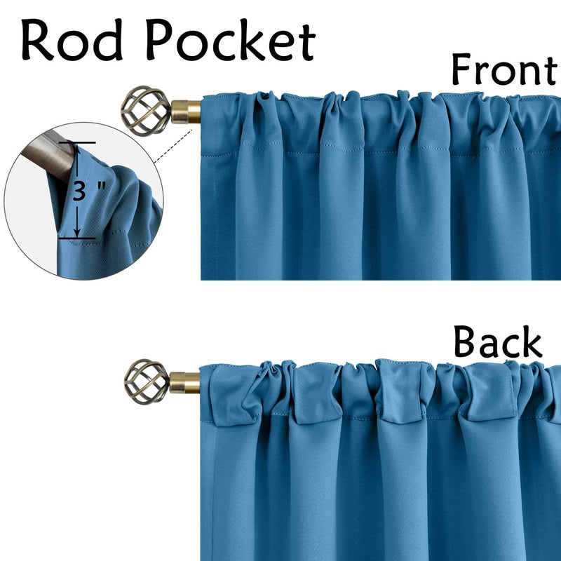 BGment Window Curtains for Bedroom - 54 Inch Rod Pocket and Back Tab Thermal Insulated Room Darkening Curtains for Living Room  2 Curtain Panels (38 x 54 Inch  Steel Blue) - Image 3