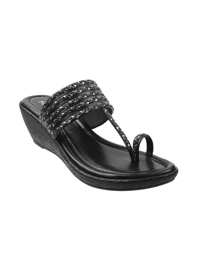 مترو صندل Metro Women's ذو الكعب الإسفيني المزين بحلقة أصابع القدم باللون الأسود، مقاس المملكة المتحدة/8، الاتحاد الأوروبي/41 (32-33) - Image 2